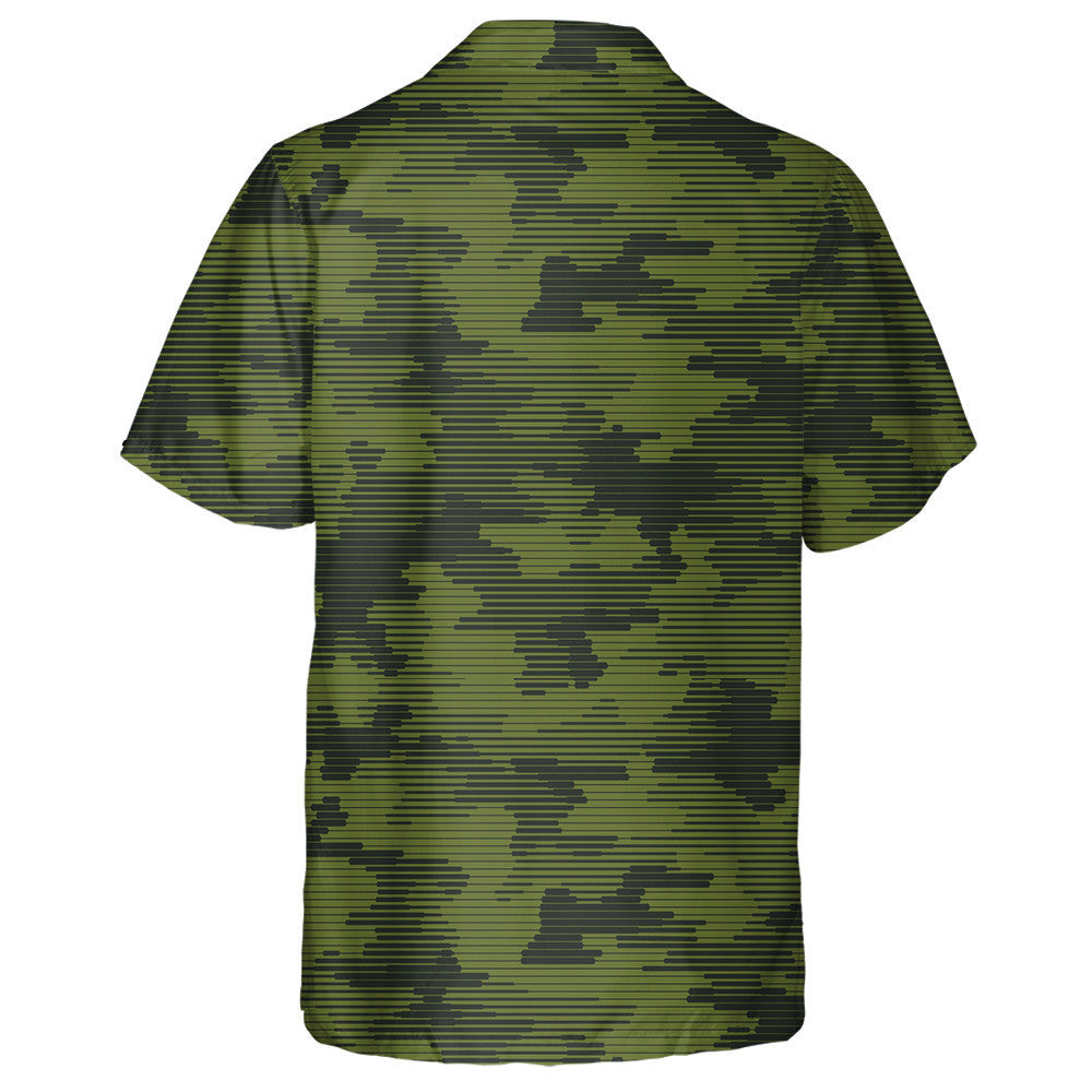Digital Green Camouflage Thin Stripes Pattern Hawaiian Shirt,Hawaiian Shirt Gift, Christmas Gift