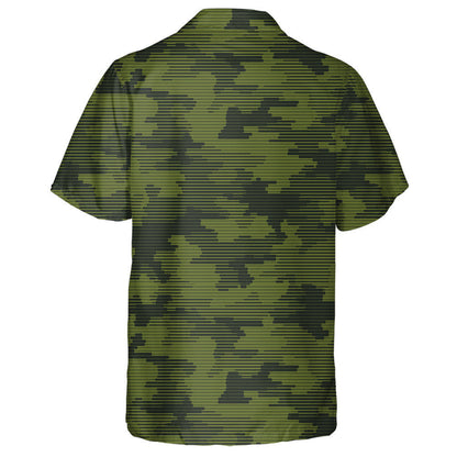 Digital Green Camouflage Thin Stripes Pattern Hawaiian Shirt,Hawaiian Shirt Gift, Christmas Gift