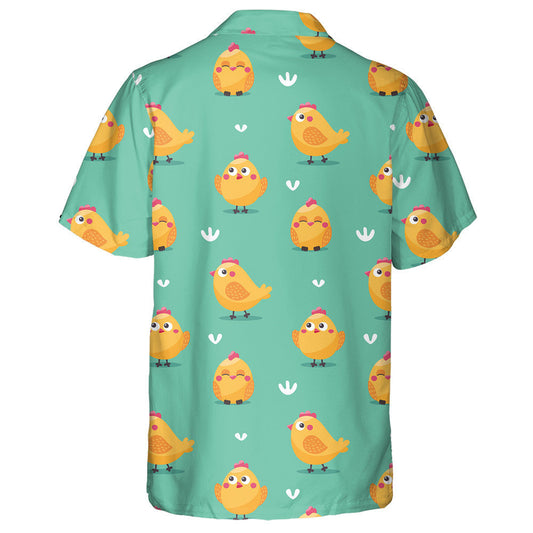 Little Chicken In Variety Emotios With White Grass Hawaiian Shirt, Hawaiian Shirt Gift, Christmas Gift