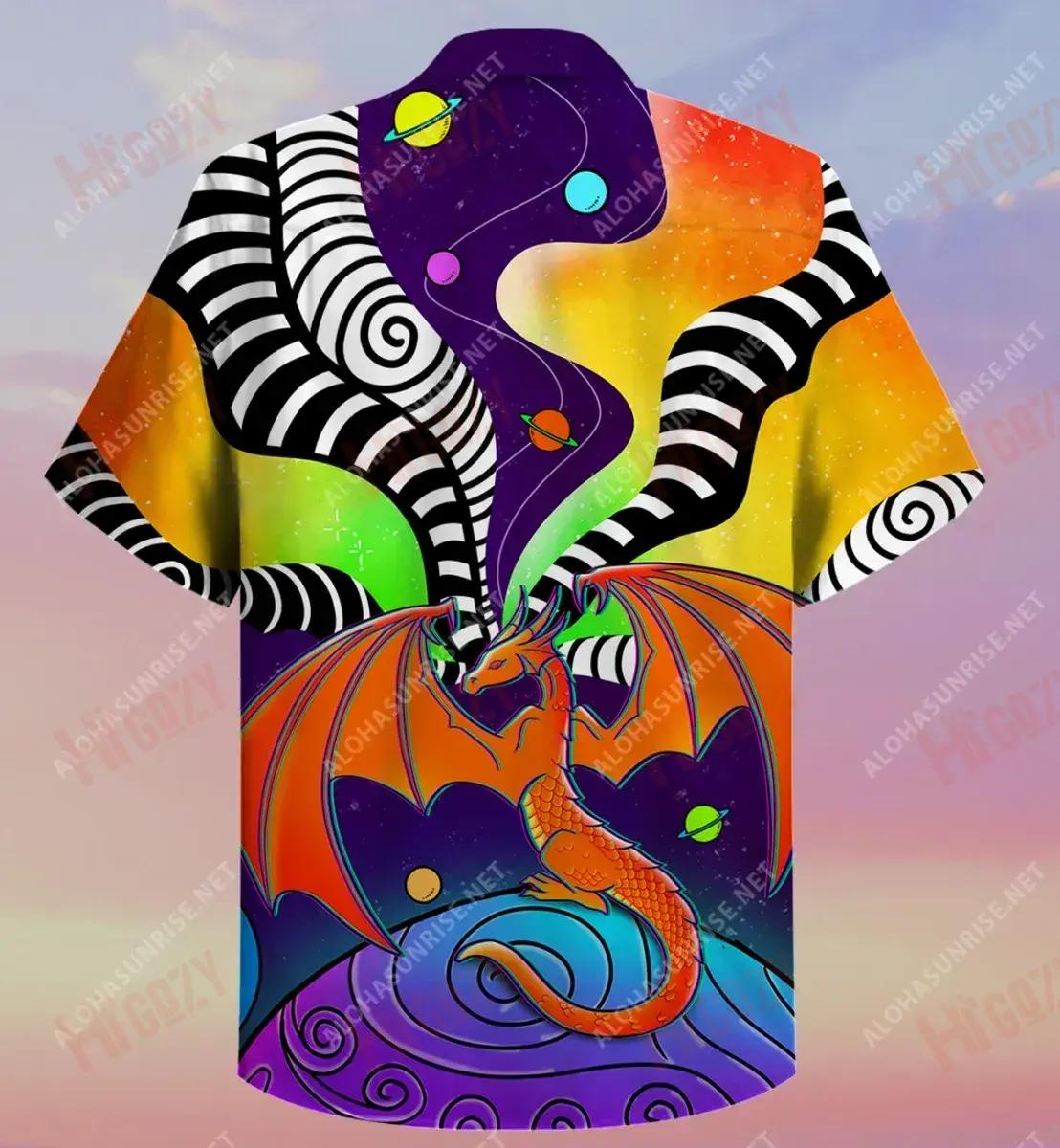 The Power Of Dragon Short Hawaiian Shirt Vacation Tropical Shirts Custom Hawaiian Shirts Hawaiian Shirts For Men, Hawaiian Shirt Gift, Christmas Gift