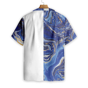 Blue Marble And Gold Golfaholic Custom Name Hawaiian Shirt, Hawaiian Shirt Gift, Christmas Gift