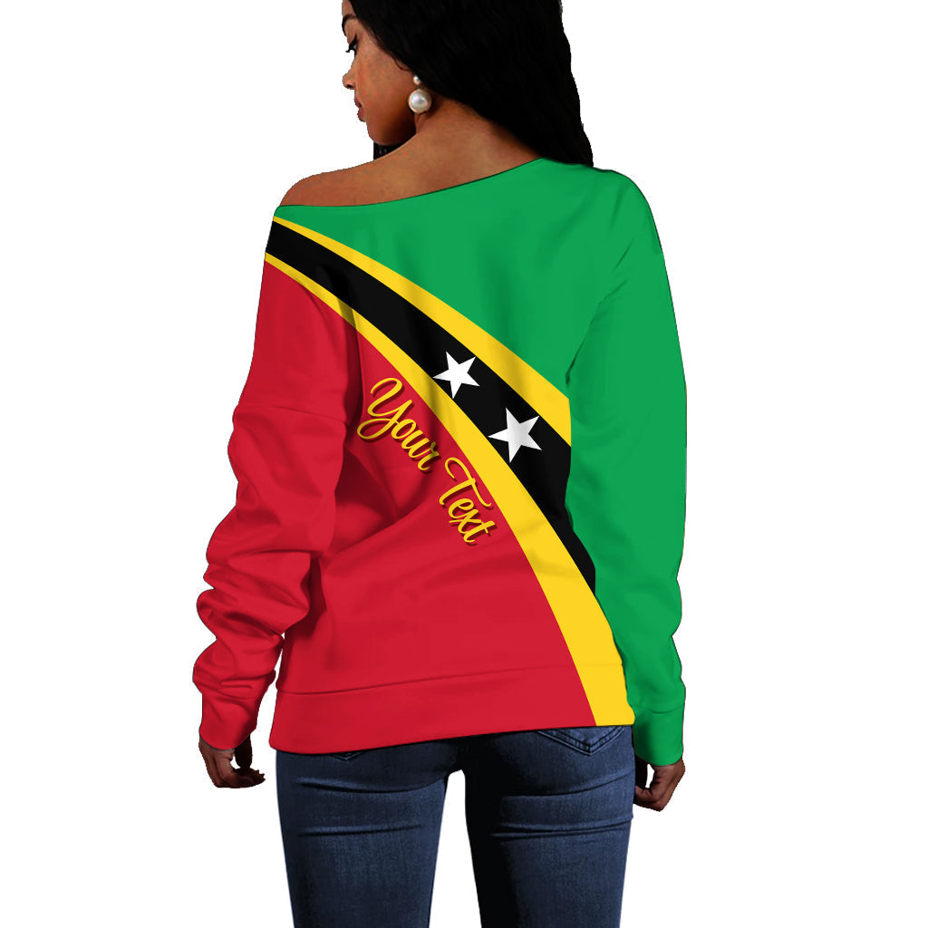 Saint Kitts and Nevis Personalised Off Shoulder Sweater SKN Flag Simple Style, Christmas Ugly Sweater, Christmas Gift, Gift Christmas 2024