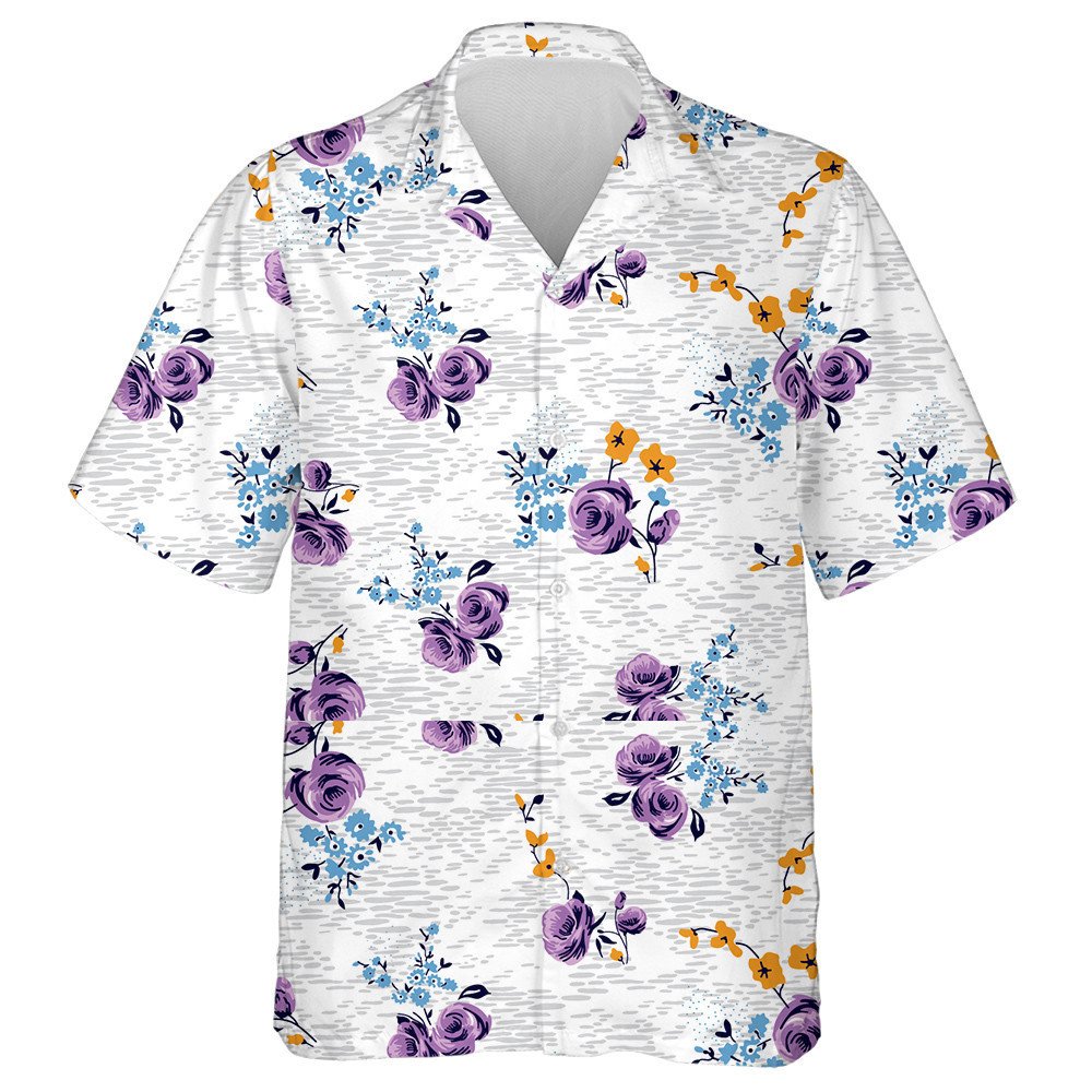 Pretty Violet Roses Flower On Melange Watercolor Design Hawaiian Shirt, Hawaiian Shirt Gift, Christmas Gift