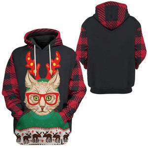 3D Christmas Cat Custom Tshirt Hoodie Apparel