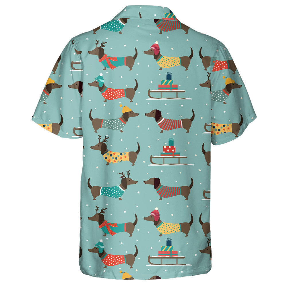 Christmas Dachshund Wearing Hats And Clothes Hawaiian Shirt, Hawaiian For Gift