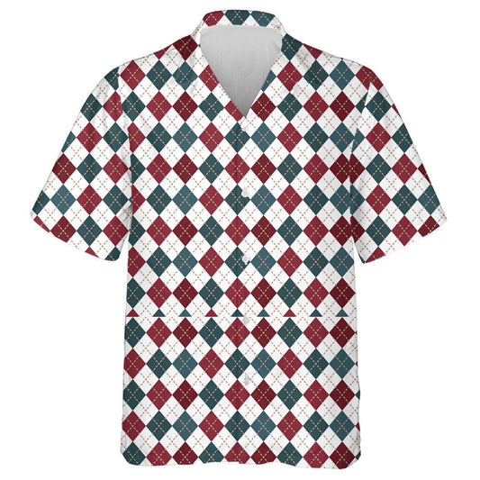 Creative American Flag Colors Pattern With Diamond Shapes Hawaiian Shirt, Hawaiian Shirt Gift, Christmas Gift