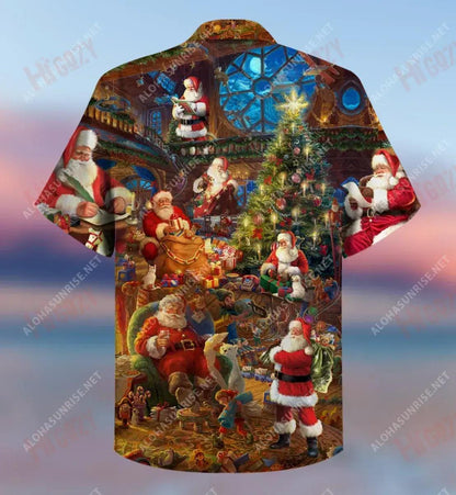 House Of Santa Claus Short Hawaiian Shirt Ocean Hawaiian T Shirts Tropical Shirts For Men Hawaiian Shirts For Men, Hawaiian Shirt Gift, Christmas Gift