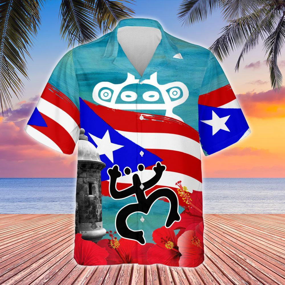 Crimson And Teal Proud Puerto Rican Design Hawaiian Shirt, Hawaiian Shirt Gift, Christmas Gift