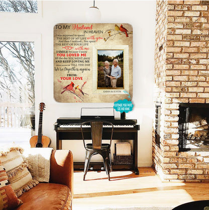 Husband in heaven Memorial Picture Frame - Keepsake Plaque That Holds a custom Photo - Sympathy Gift to Tribute The Loss of a Loved One