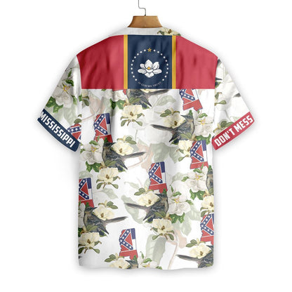 Mississippi Mockingbird And Magnolia Nice Design Hawaiian Shirt,Hawaiian Shirt Gift, Christmas Gift