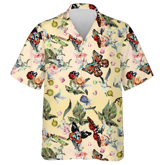 Theme Summer With Hand Drawn Butterflies And Flowers Hawaiian Shirt, Hawaiian Shirt Gift, Christmas Gift