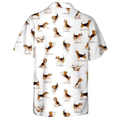 Cute Beagle Puppy In Various Poses And Action Hawaiian Shirt, Hawaiian Shirt Gift, Christmas Gift