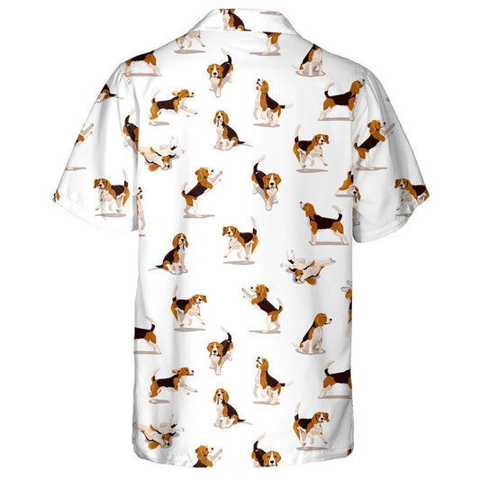 Cute Beagle Puppy In Various Poses And Action Hawaiian Shirt, Hawaiian Shirt Gift, Christmas Gift