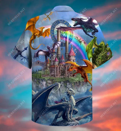 Castle Defense At All Costs Dragon Short Hawaiian Shirt Vacation Tropical Shirts Custom Hawaiian Shirts Funny Hawaiian Shirts, Hawaiian Shirt Gift, Christmas Gift
