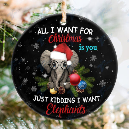 Christmas Elephant All I Want For Christmas Is You Ornament, Christmas Shape Ornament, Happy Christmas Ornament, Christmas Gift, Christmas Decoration