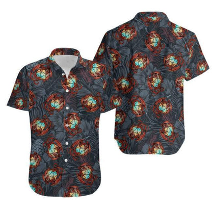 Dragon Black Tropical Leaves Pattern Hawaiian Shirt,Hawaiian Shirt Gift, Christmas Gift