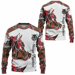 3D Boar Hunter Red Custom Tshirt Hoodie Apparel