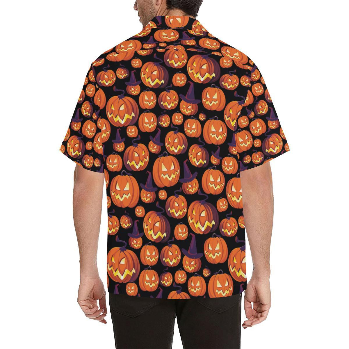 Halloween Carved Pumpkin Lantern Pattern Hawaiian Shirt, Hawaiian For Gift