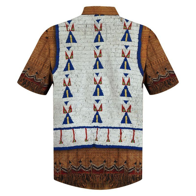 Native American Black And Brown Design Tribal Style Hawaiian Shirt, Hawaiian Shirt Gift, Christmas Gift