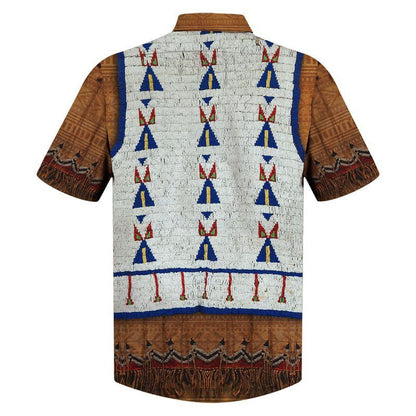 Native American Black And Brown Design Tribal Style Hawaiian Shirt, Hawaiian Shirt Gift, Christmas Gift