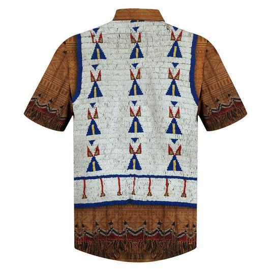 Native American Black And Brown Design Tribal Style Hawaiian Shirt, Hawaiian Shirt Gift, Christmas Gift