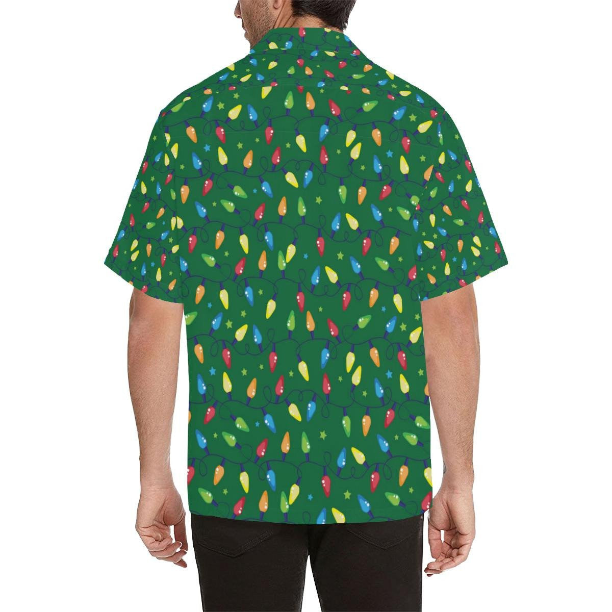 Christmas Colorful Light On Green Design Hawaiian Shirt, Hawaiian For Gift