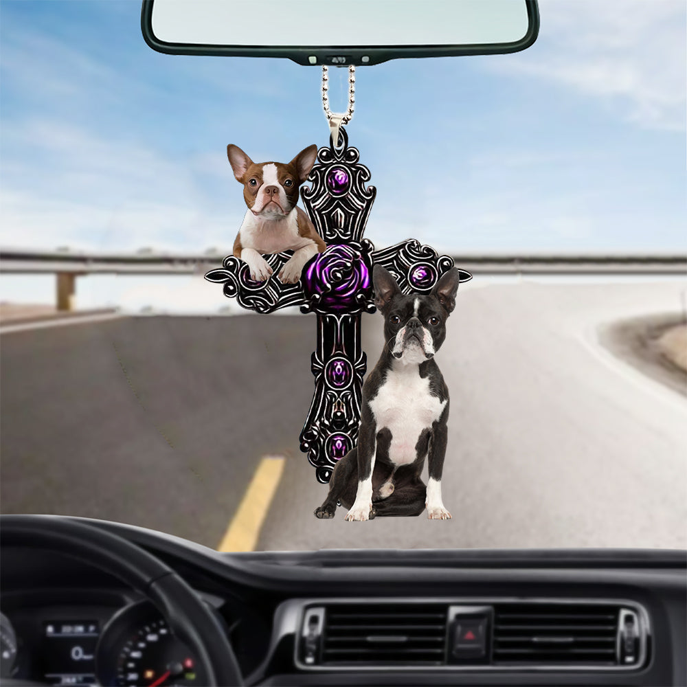 Boston Terrier Pray For God Car Hanging Ornament Present To Dog Lovers Christmas Gift,Christmas Decoration