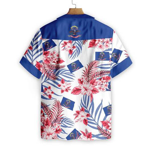 North Dakota Proud On White Background Pattern Hawaiian Shirt, Hawaiian Shirt Gift, Christmas Gift