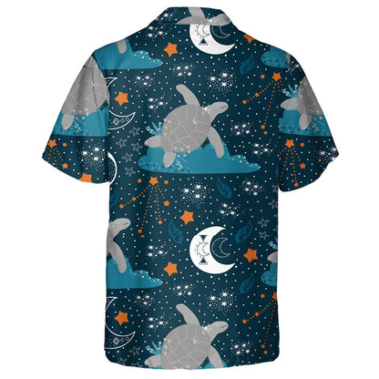 Sea Turtle On A Cloud Starry Sky With Moon Hawaiian Shirt, Hawaiian Shirt Gift, Christmas Gift