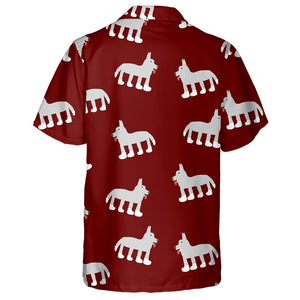 Wolf Drawing On A Dark Red Color Hawaiian Shirt,Hawaiian Shirt Gift, Christmas Gift