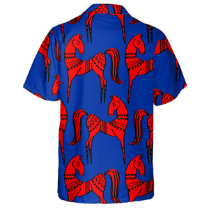 Abstract Ethnic Mystic Red Horses Drawing Hawaiian Shirt, Hawaiian Shirt Gift, Christmas Gift