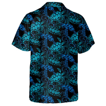 Blue Sea Turtle In Psychedelic With Ocean Waves Hawaiian Shirt, Hawaiian Shirt Gift, Christmas Gift