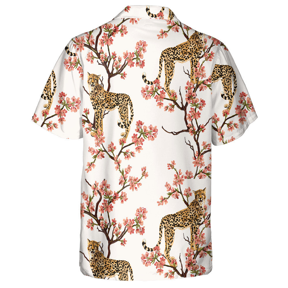 Beautiful Tropical With Coconut Palm Trees And Leopard Hawaiian Shirt, Hawaiian Shirt Gift, Christmas Gift