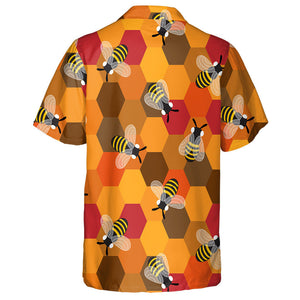 Worker Bees And Honeycomb In Honey Farm Hawaiian Shirt, Hawaiian Shirt Gift, Christmas Gift