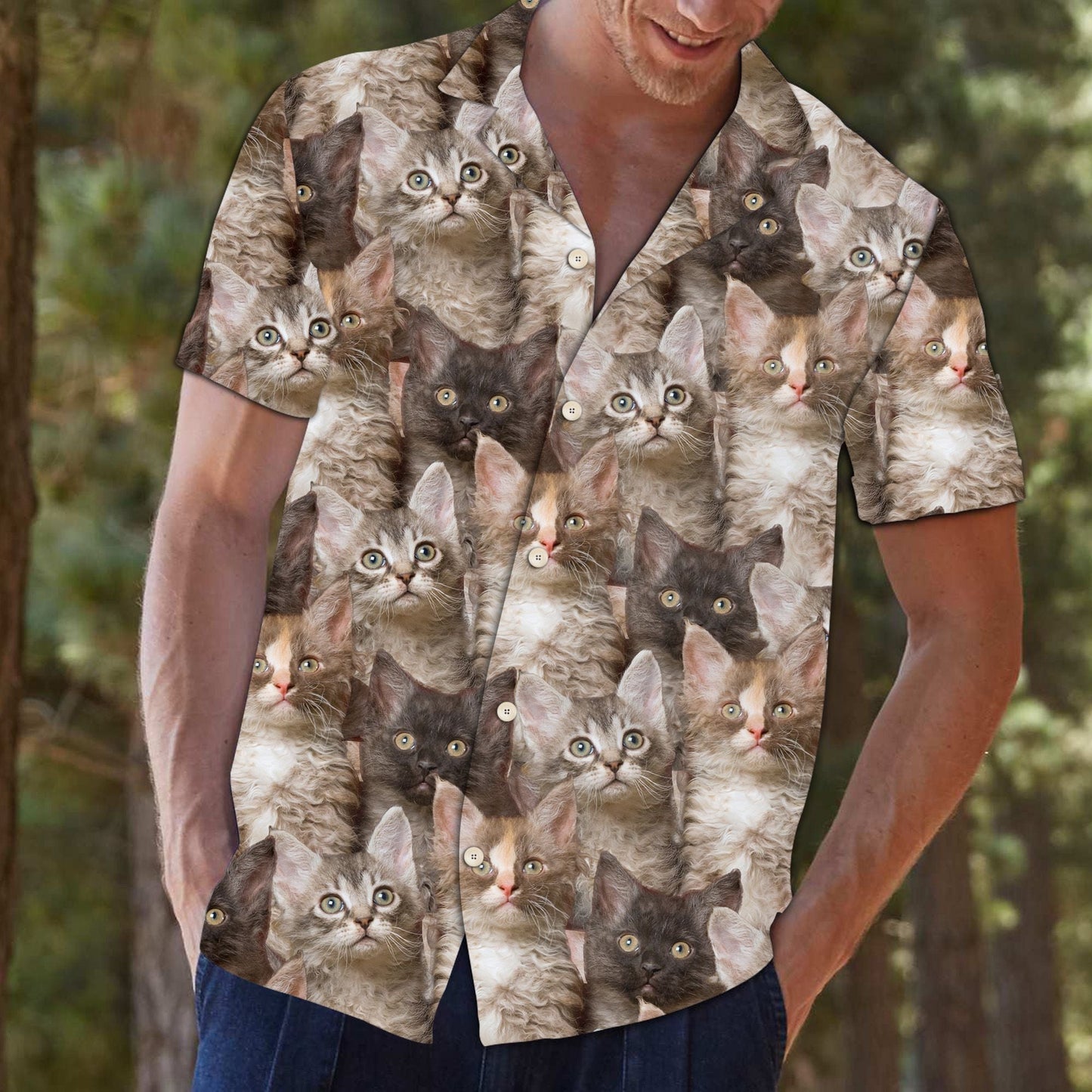 Awesome Laperm Cat Face Gift For Cat Lovers Hawaiian Shirt, Hawaiian Shirt Gift, Christmas Gift