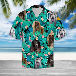 Afghan Hound Dog With Tropical Flowers Hawaiian Shirt, Hawaiian For Gift