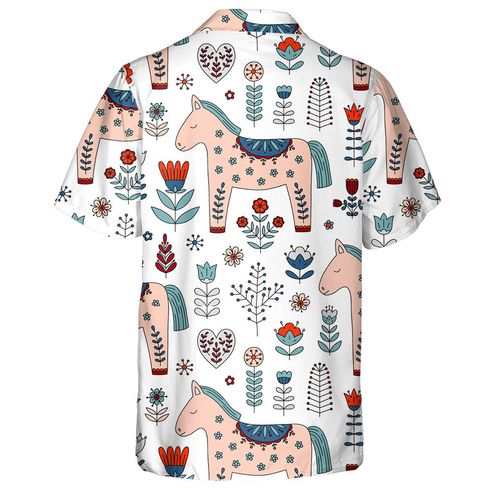 Hand Drawn Sleeping Horse And Flowers Hawaiian Shirt, Hawaiian For Gift