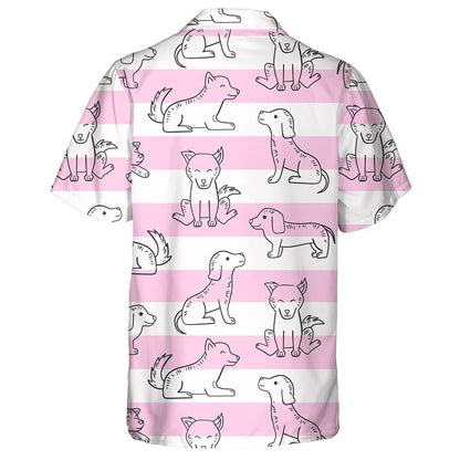Happy Little Dogs And Pink Line Isolated Background Hawaiian Shirt, Hawaiian Shirt Gift, Christmas Gift