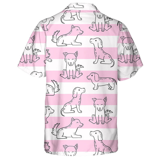 Happy Little Dogs And Pink Line Isolated Background Hawaiian Shirt, Hawaiian Shirt Gift, Christmas Gift