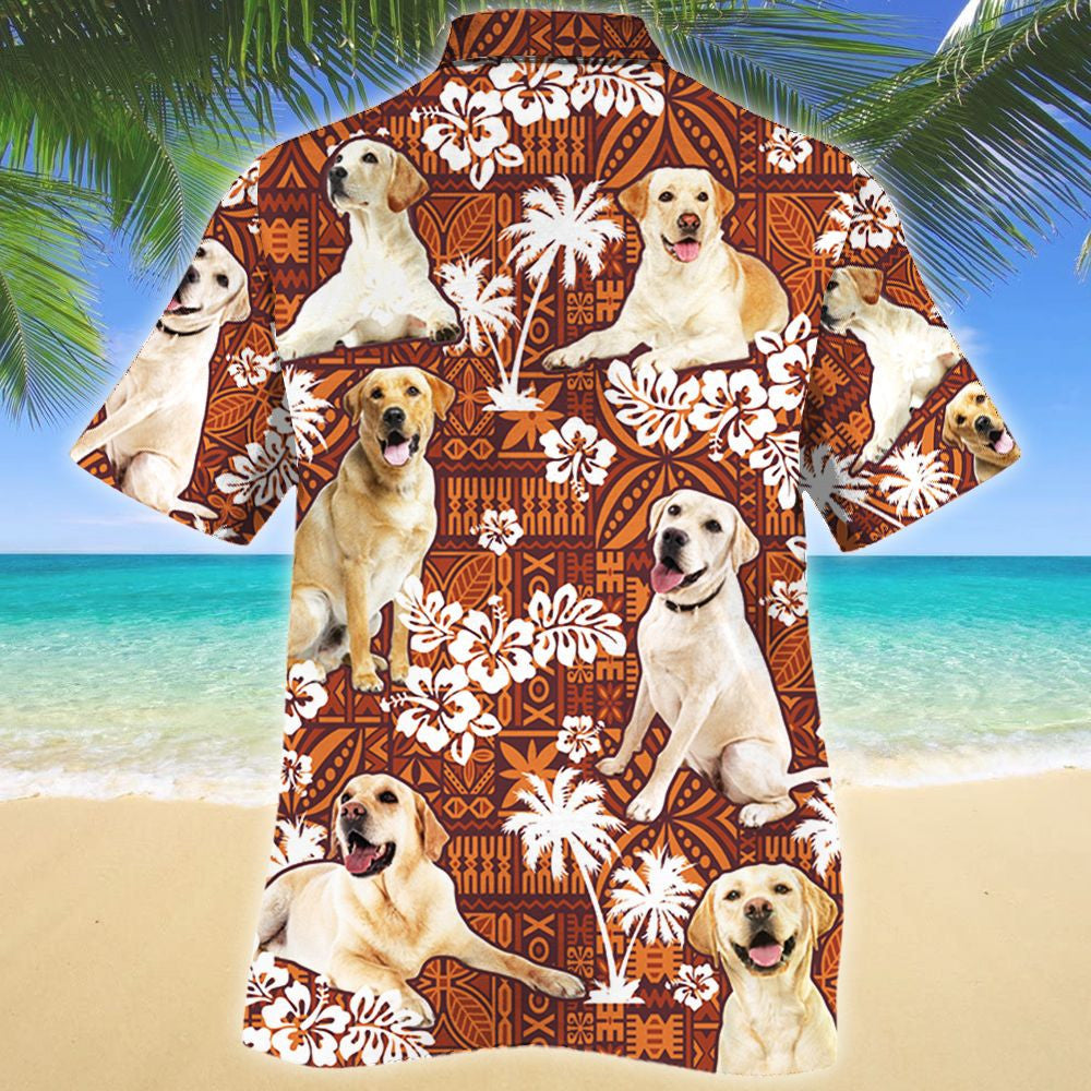 Bright Labrador Retriever Dog Lovers Red Tribal Pattern Hawaiian Shirt, Hawaiian Shirt Gift, Christmas Gift