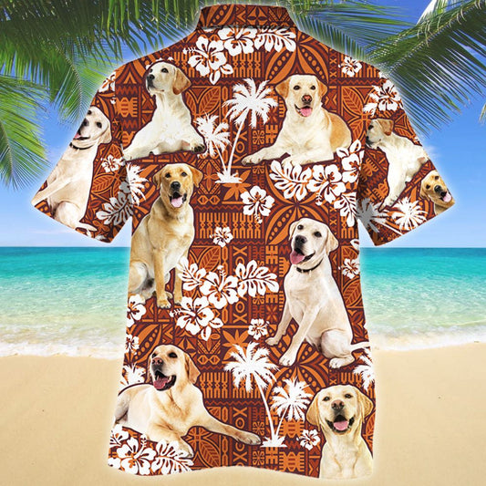 Bright Labrador Retriever Dog Lovers Red Tribal Pattern Hawaiian Shirt, Hawaiian Shirt Gift, Christmas Gift