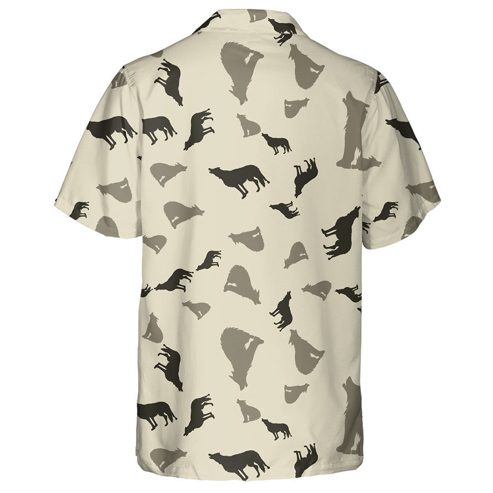 Silhouettes Of Howling Wolf On A Brown Background Hawaiian Shirt, Hawaiian Shirt Gift, Christmas Gift