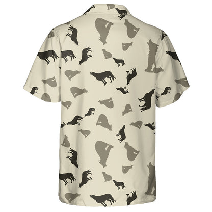 Silhouettes Of Howling Wolf On A Brown Background Hawaiian Shirt, Hawaiian Shirt Gift, Christmas Gift