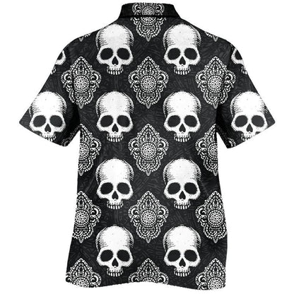 White Sugar Skull Pattern Awesome Background Design Hawaiian Shirt, Hawaiian Shirt Gift, Christmas Gift