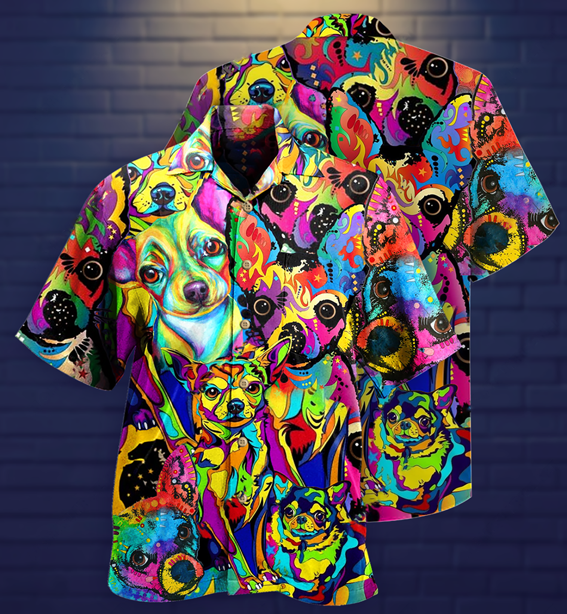 Dogs Color Mix Happy - Hawaiian Shirt, Hawaiian Shirt Gift, Christmas Gift
