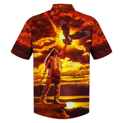 Native American Beautiful Scene Of Chief And Eagle Hawaiian Shirt, Hawaiian Shirt Gift, Christmas Gift
