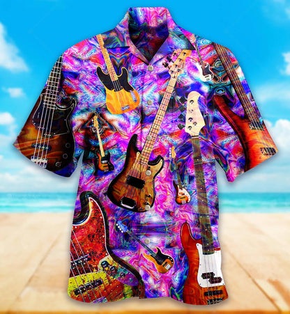 Music Life Love Collection Of Guitars Pattern Hawaiian Shirt, Hawaiian Shirt Gift, Christmas Gift