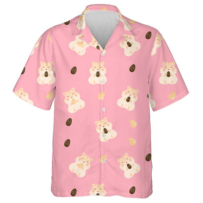 Hamster Eat Butter With Sunflower Seeds On Pink Background Hawaiian Shirt, Hawaiian Shirt Gift, Christmas Gift