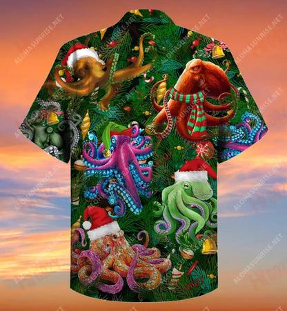 Octo-Tree Christmas Short Hawaiian Shirt Vacation Short Sleeve Hawaiian Crazy Shirts Hawaiian Shirt Pattern, Hawaiian Shirt Gift, Christmas Gift