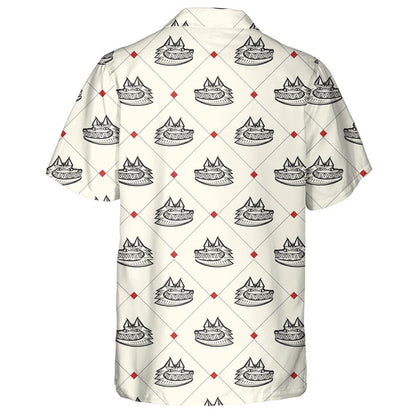 Head Wolf On Red Geometric Background Hawaiian Shirt, Hawaiian For Gift